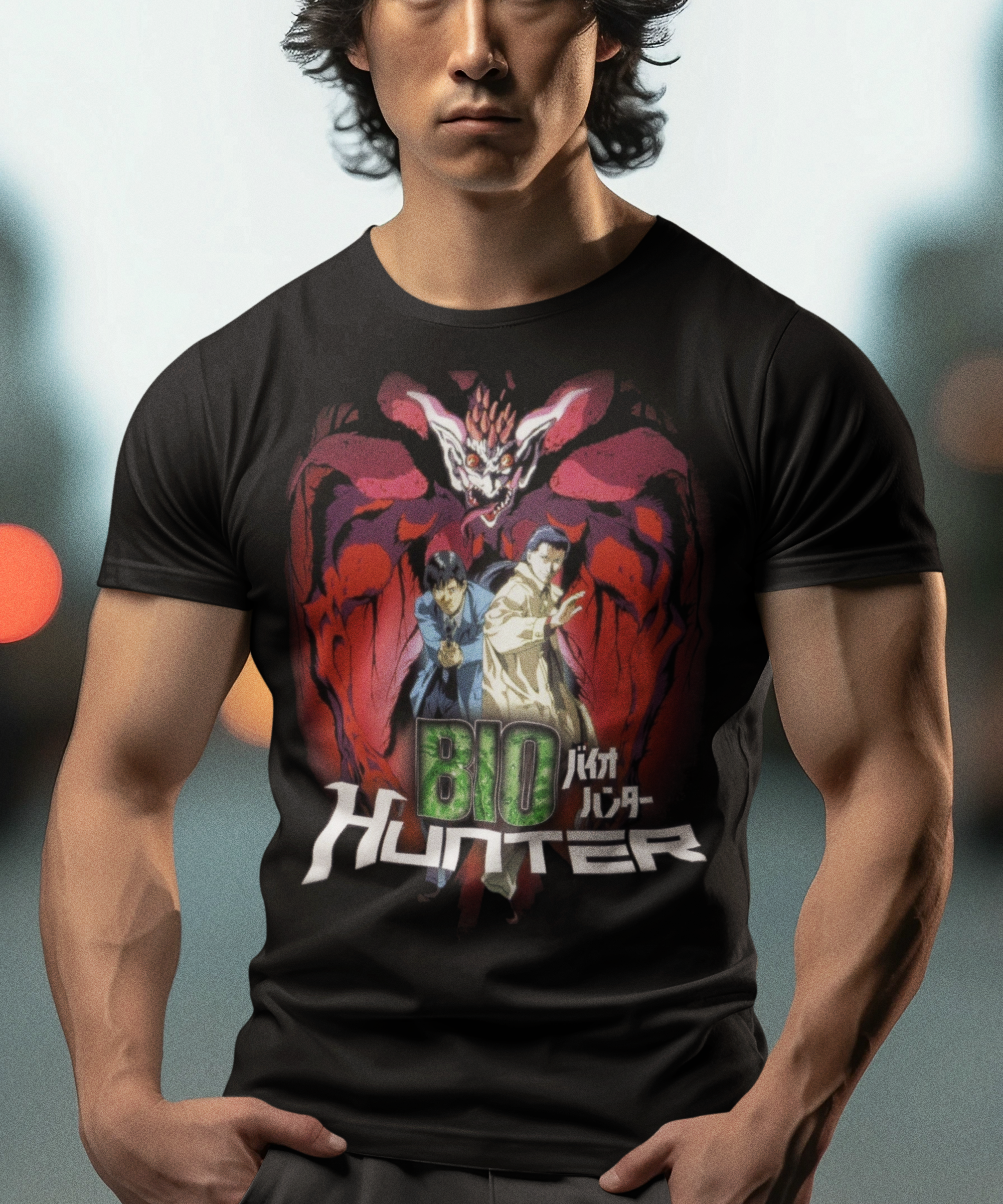 Bio Hunter Graphic Tee - Retro Punk Design 