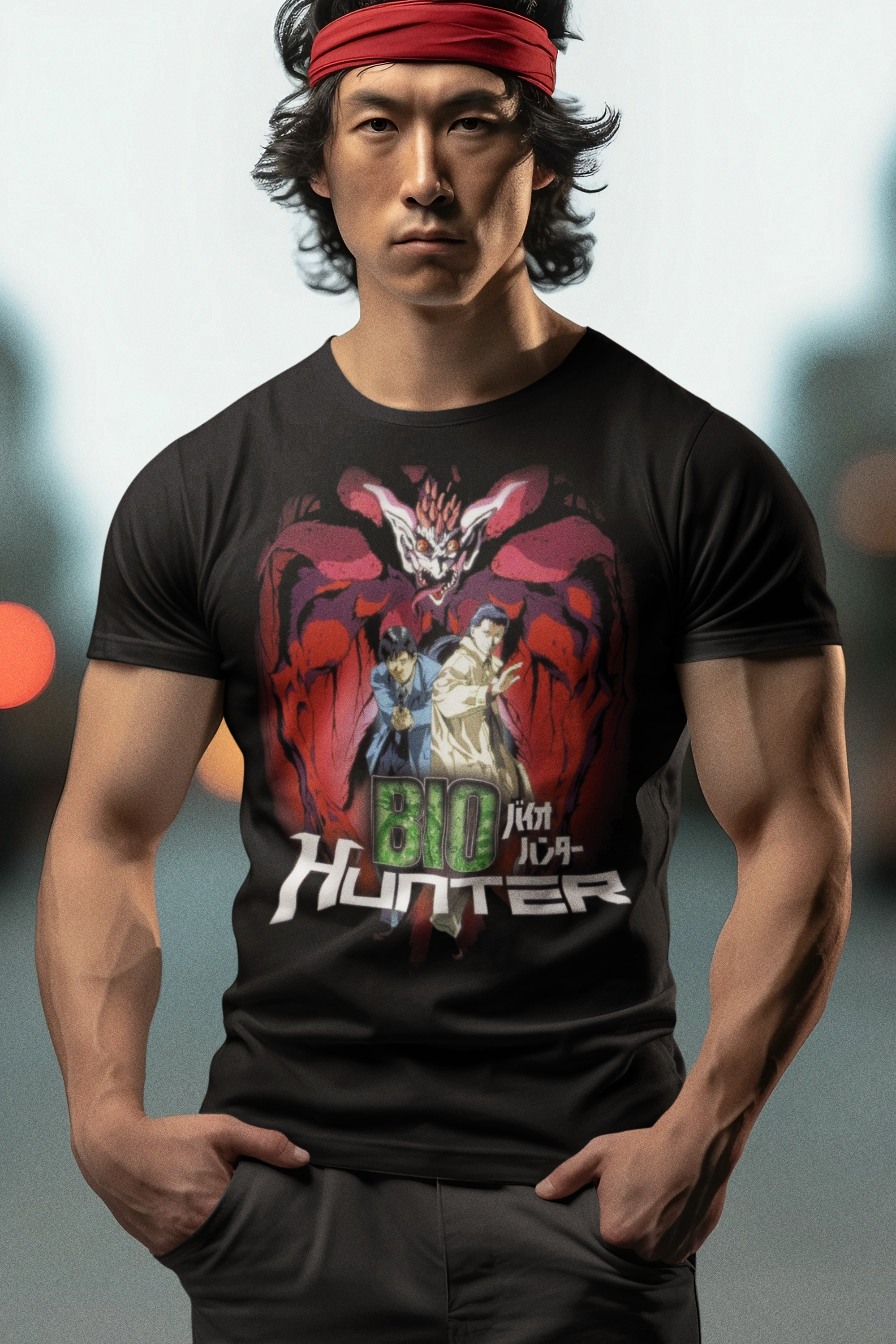Bio Hunter Graphic Tee - Retro Punk Design 
