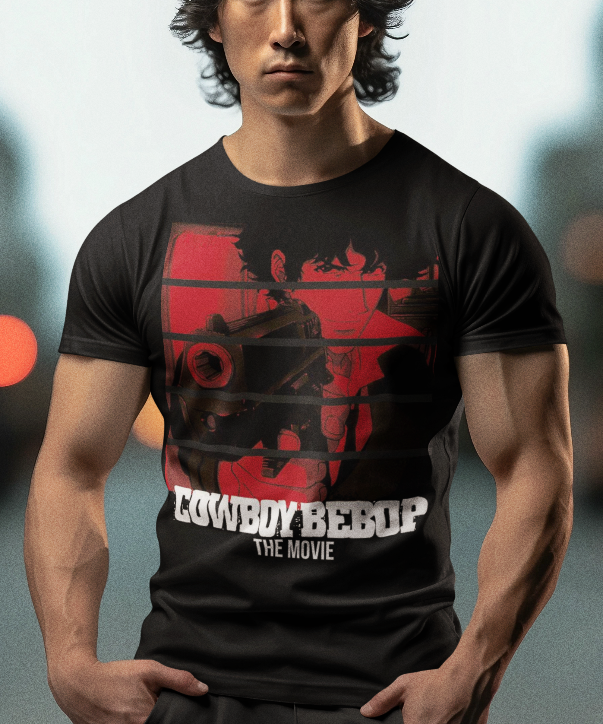 Cowboy Bebop Spike Spiegel Graphic T-Shirt | Retro Anime Sci-Fi Polyester Tee | RetroPunkDesign - Retro Punk Design 