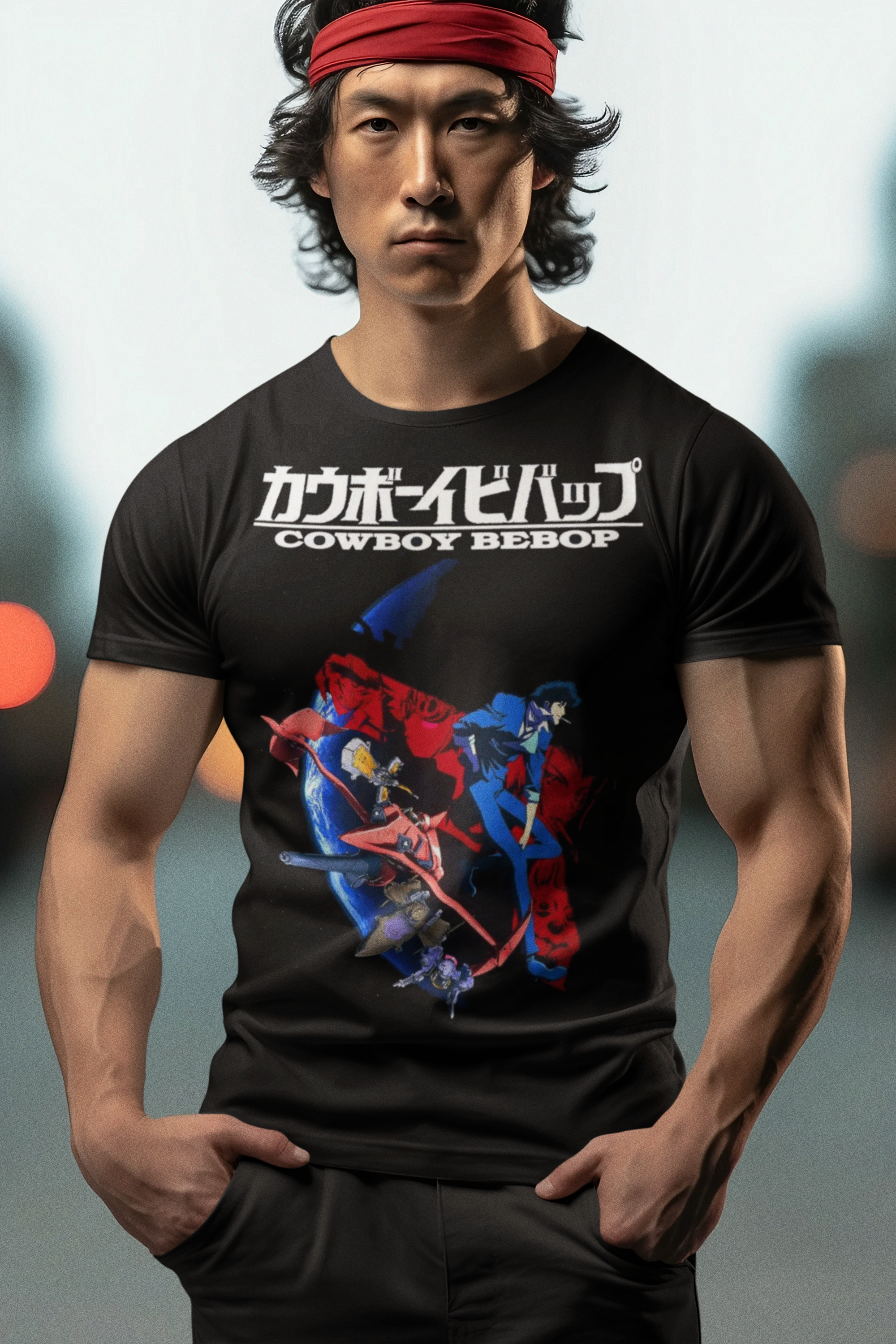 Cowboy Bebop Spike Spiegel Graphic T-Shirt | Retro Anime Space-Noir Tee | RetroPunkDesign - Retro Punk Design 