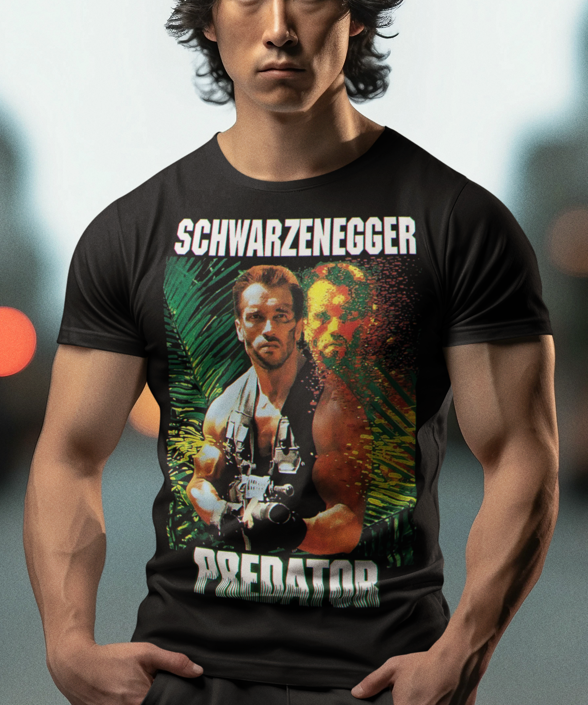 Predator 1987 Arnold Schwarzenegger Graphic T-Shirt | Retro Sci-Fi Action Movie Tee | RetroPunkDesign