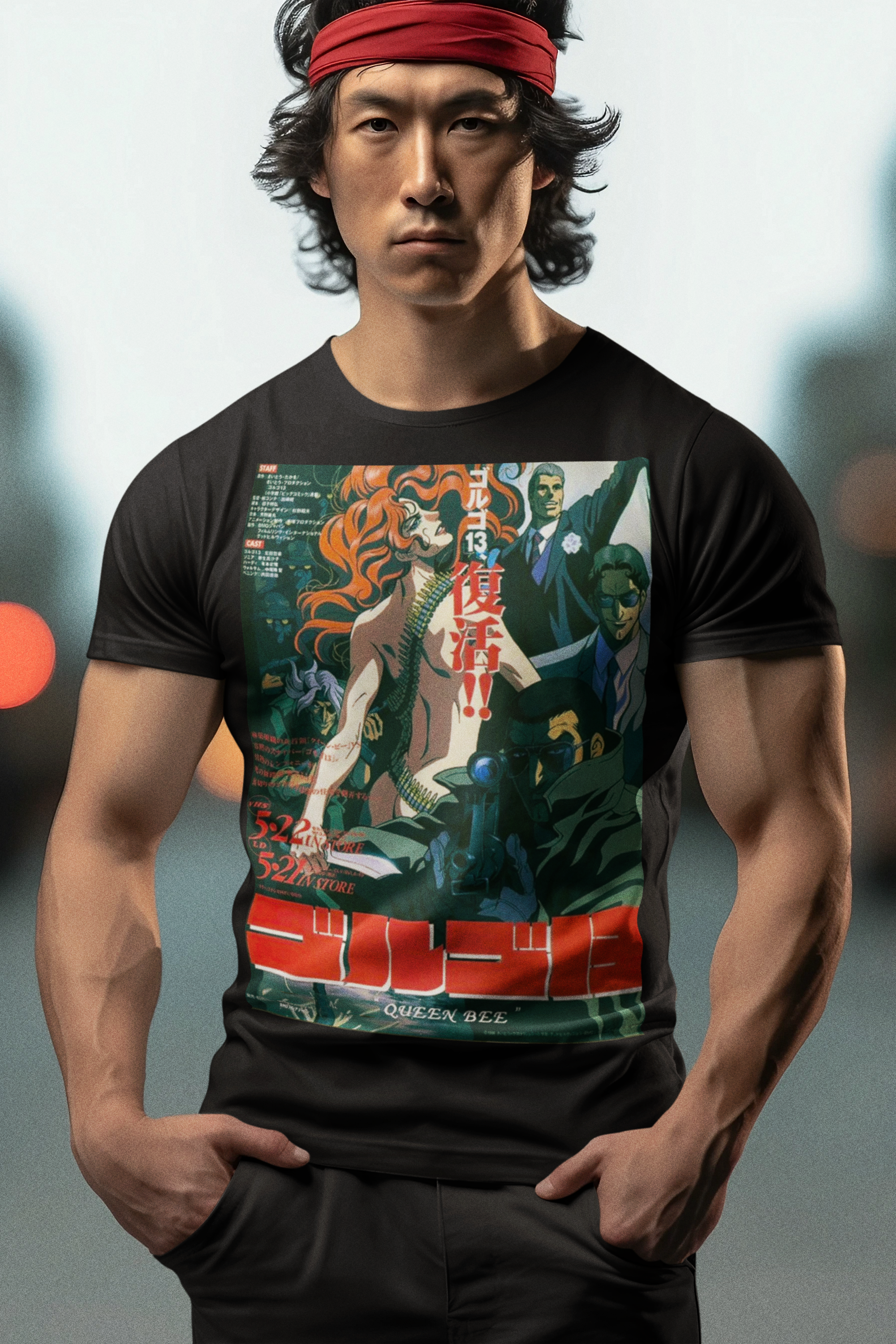 Golgo 13 Queen Bee Anime Graphic T-Shirt | Duke Togo Retro Action Tee | RetroPunkDesign - Retro Punk Design 