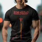 Cowboy Bebop Spike Spiegel Graphic T-Shirt | Retro Anime Sci-Fi Polyester Tee | RetroPunkDesign - Retro Punk Design 