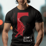 Cowboy Bebop Spike Spiegel Graphic T-Shirt | Retro Anime Sci-Fi Polyester Tee | RetroPunkDesign - Retro Punk Design 