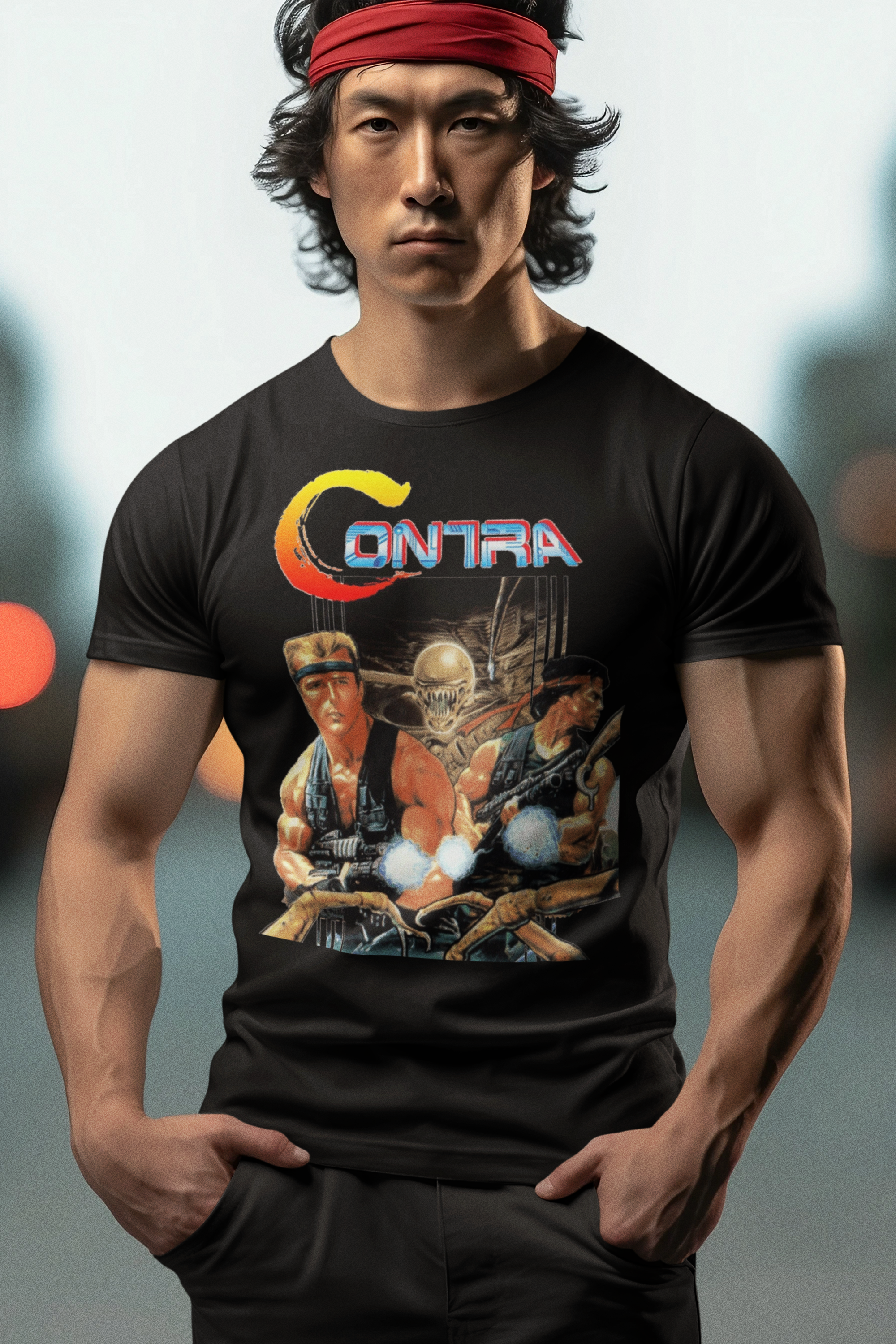 Contra NES Graphic T-Shirt | Retro Run and Gun 8-Bit Gaming Tee | RetroPunkDesign - Retro Punk Design 