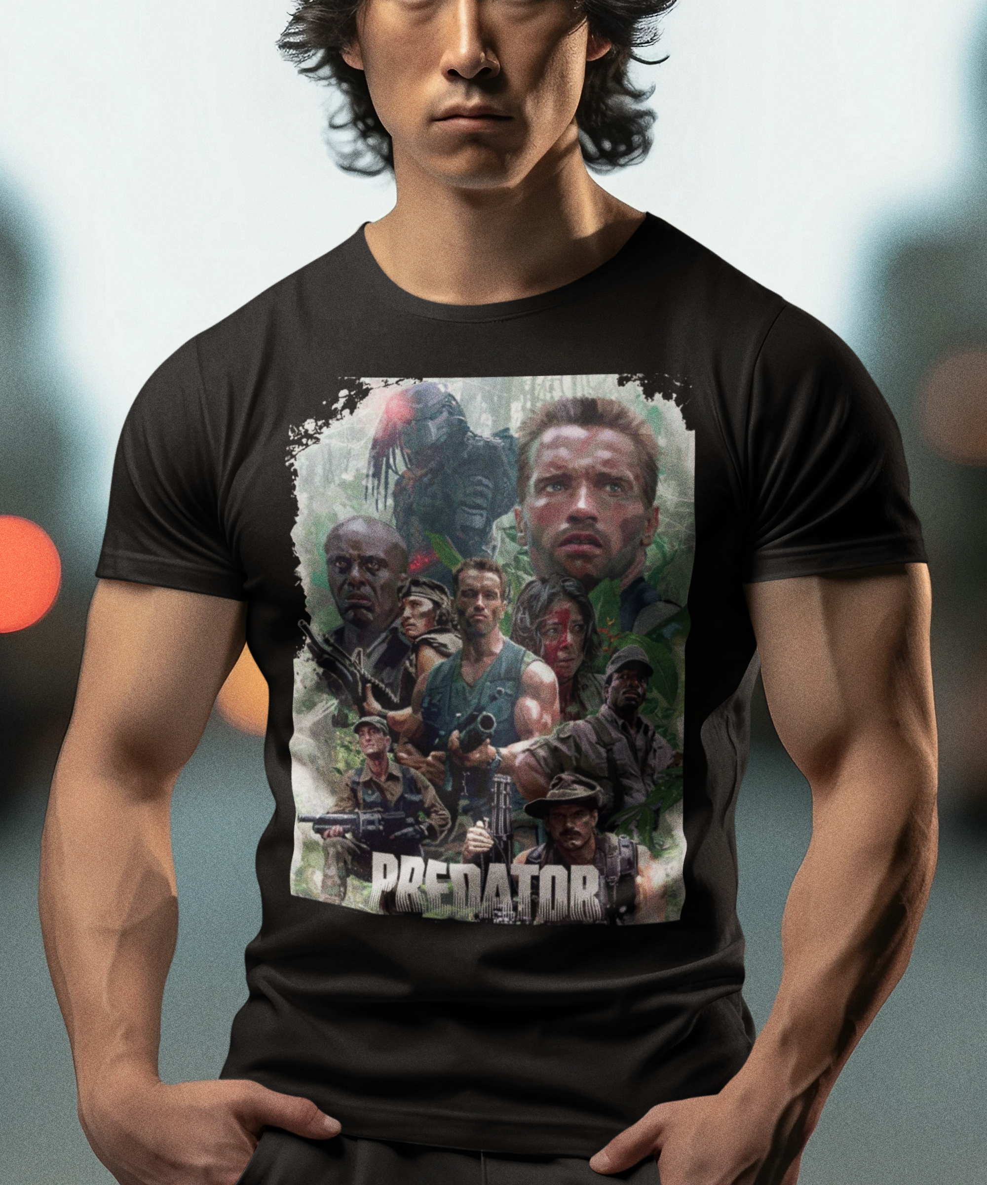 Predator 1987 Arnold Schwarzenegger Graphic T-Shirt | Retro Sci-Fi Action Movie Tee | RetroPunkDesign