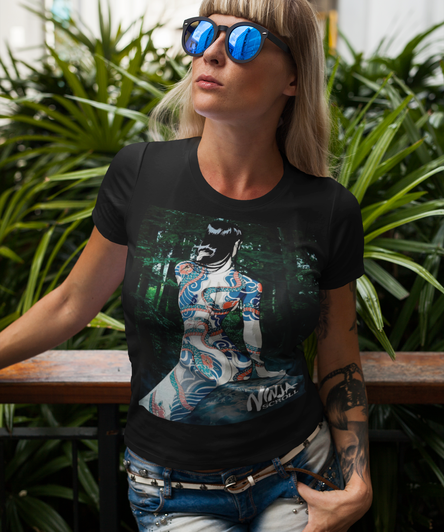 Ninja Scroll Benisato Graphic T-Shirt | 1993 Retro Anime Villain Polyester Tee | RetroPunkDesign