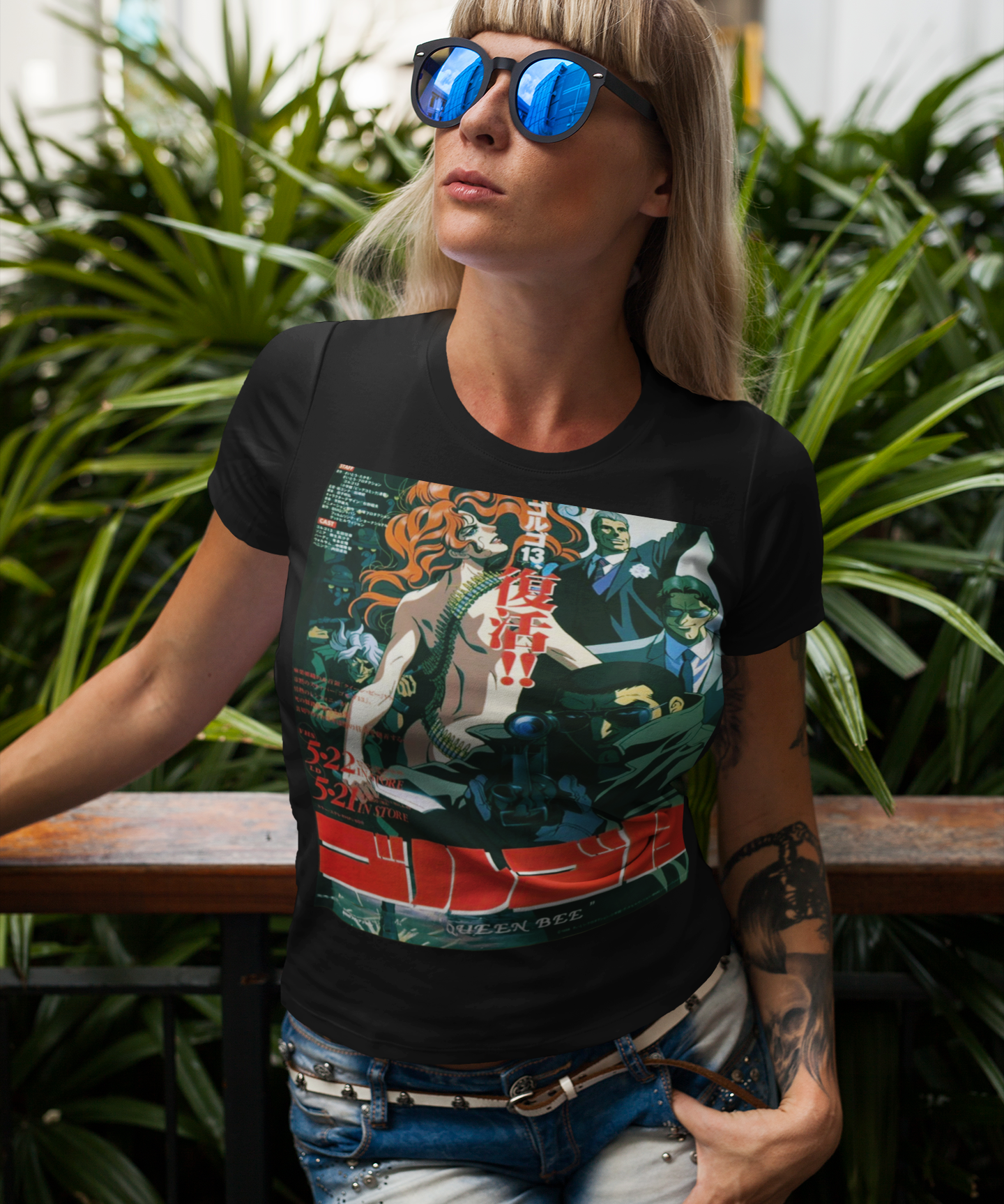 Golgo 13 Queen Bee Anime Graphic T-Shirt | Duke Togo Retro Action Tee | RetroPunkDesign - Retro Punk Design 