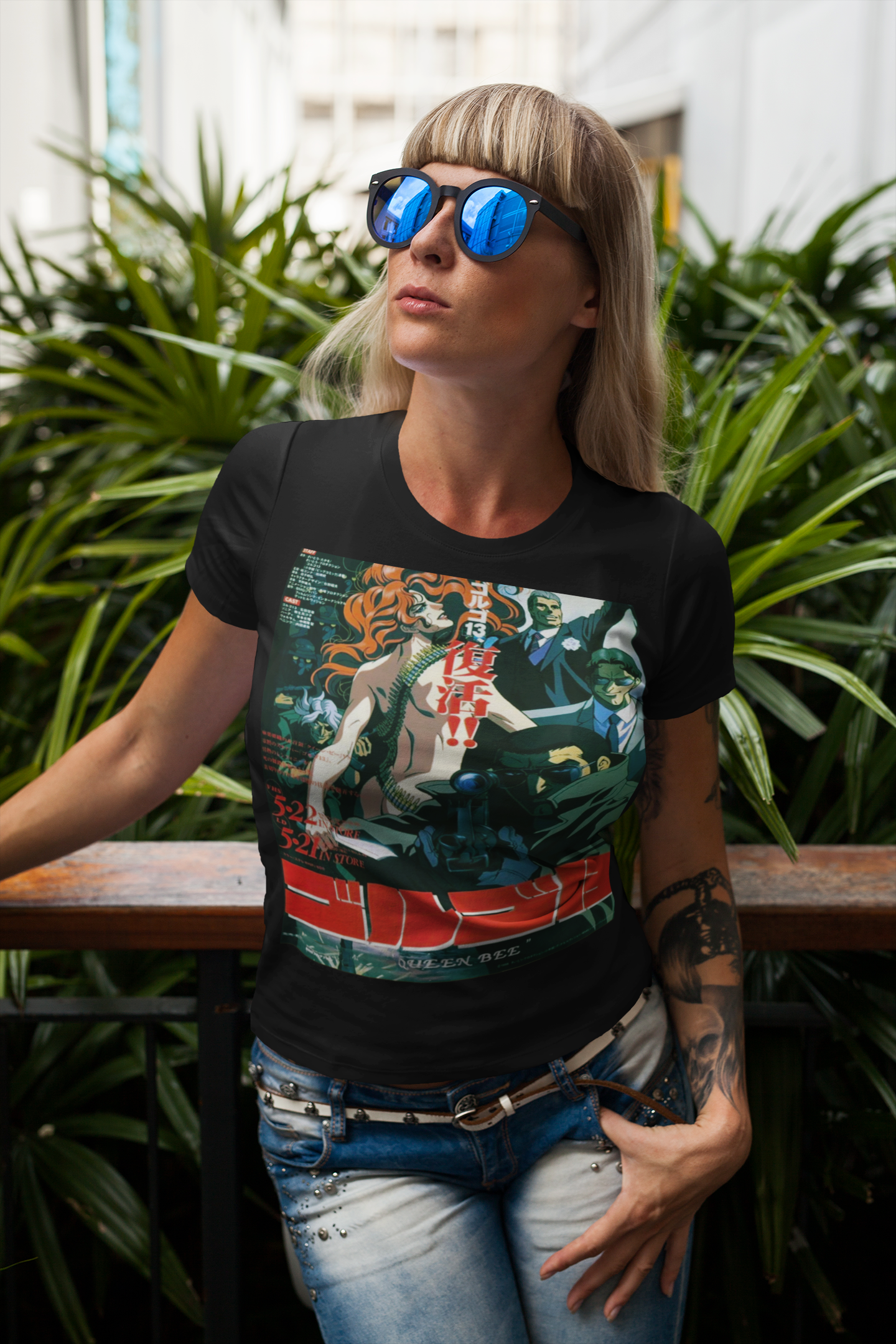Golgo 13 Queen Bee Anime Graphic T-Shirt | Duke Togo Retro Action Tee | RetroPunkDesign - Retro Punk Design 