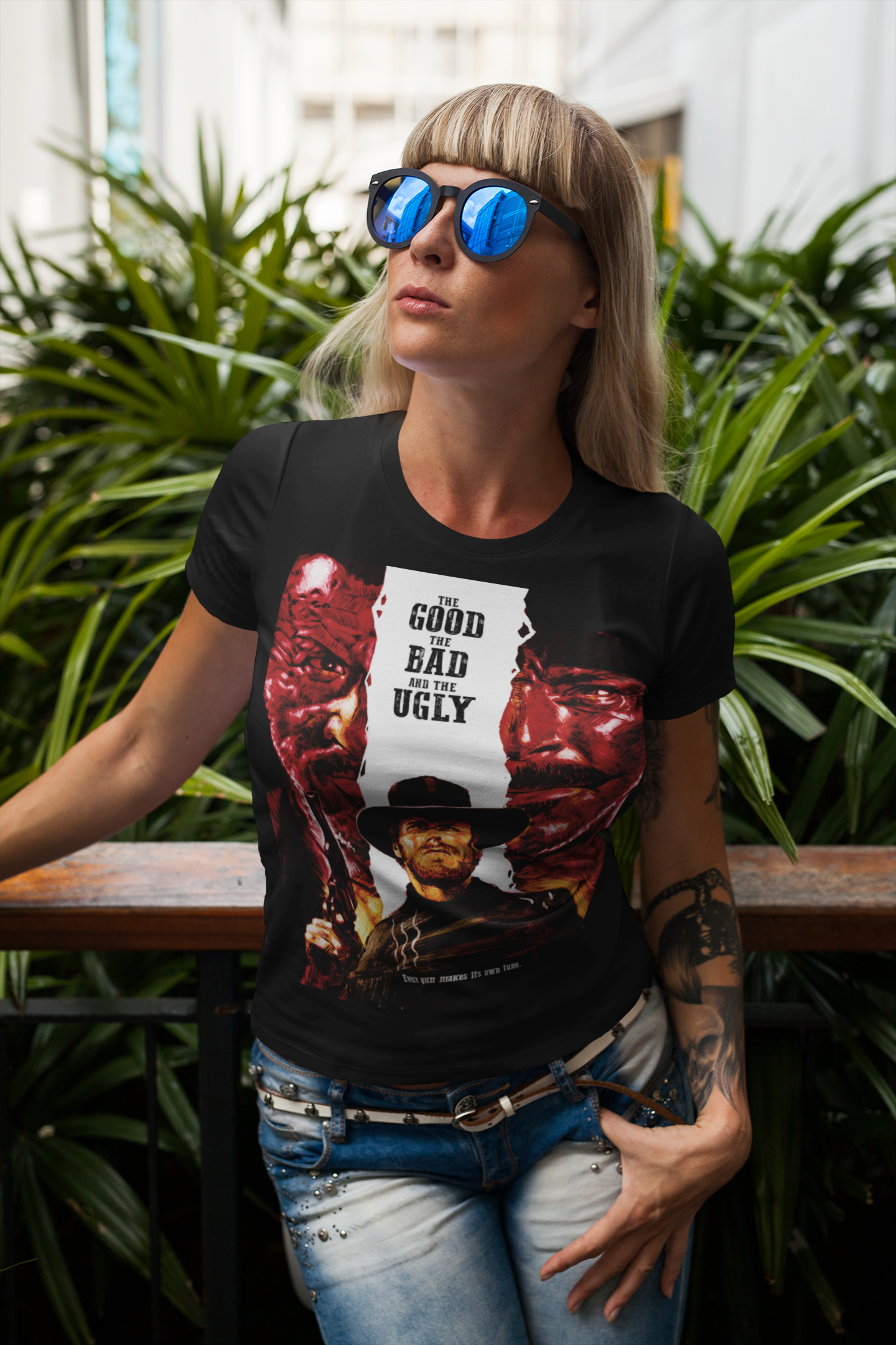 The Good The Bad and The Ugly Graphic T-Shirt | Clint Eastwood Retro Western Polyester Tee | RetroPunkDesign - Retro Punk Design 