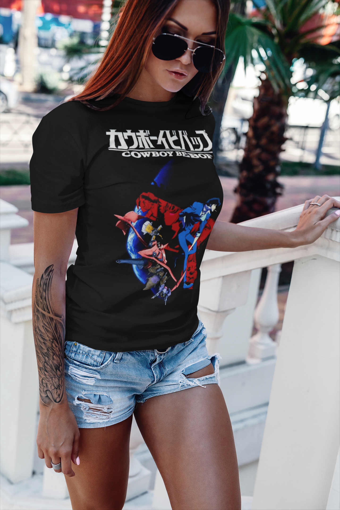 Cowboy Bebop Spike Spiegel Graphic T-Shirt | Retro Anime Space-Noir Tee | RetroPunkDesign - Retro Punk Design 