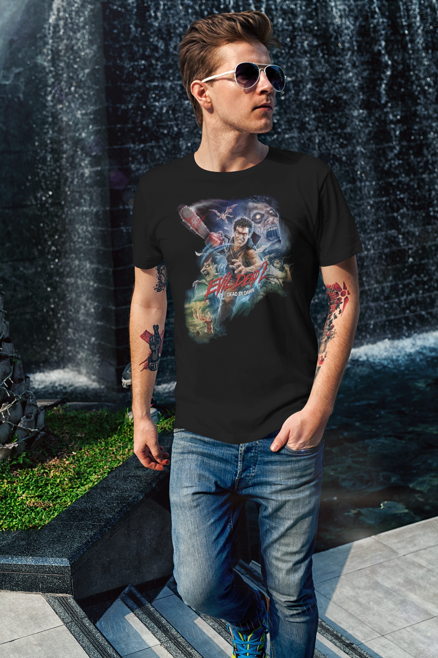 Evil Dead 2 Bruce Campbell Graphic T-Shirt  80s Horror Movie Tee  RetroPunkDesign - Retro Punk Design 