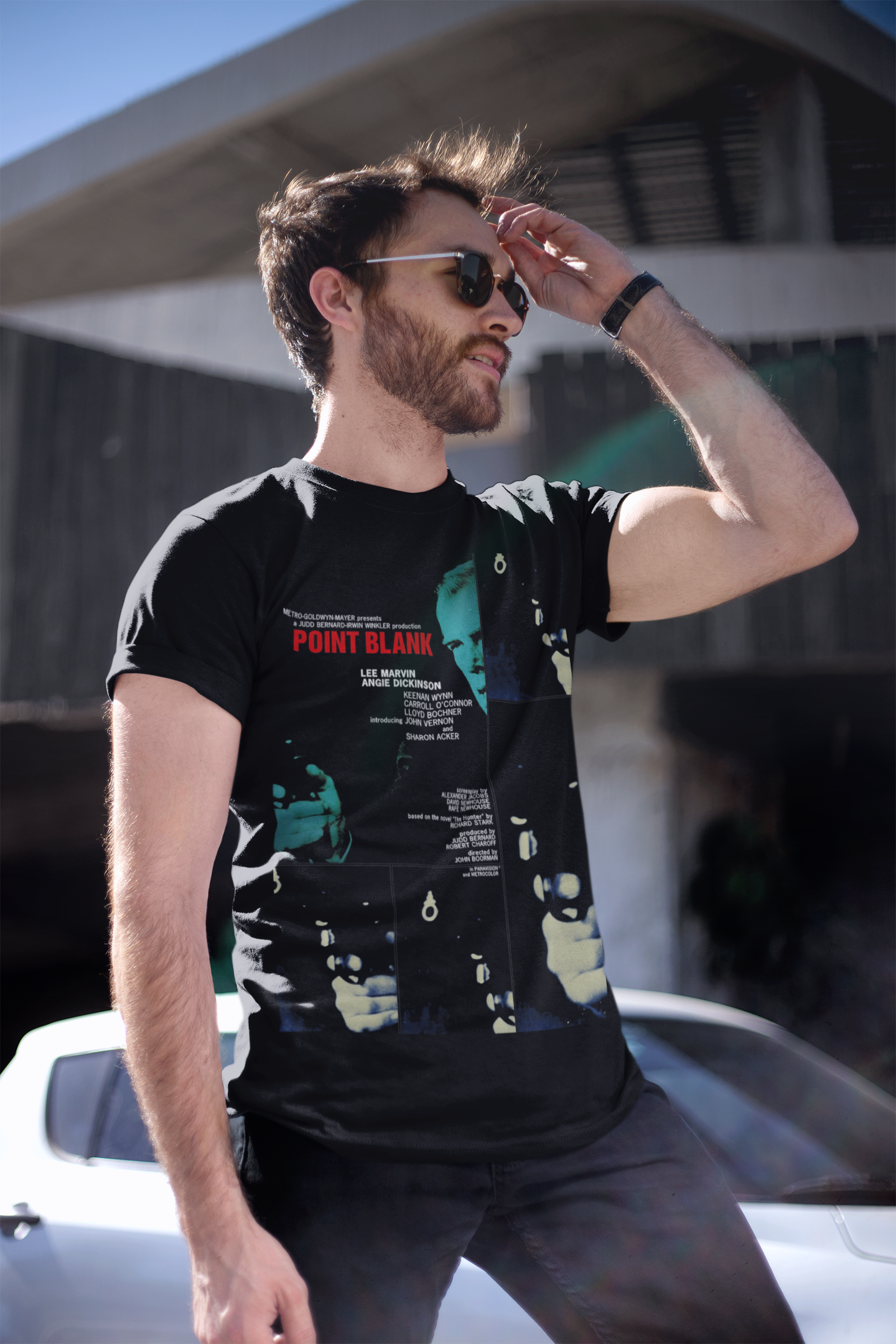Point Blank 1967 Graphic T-Shirt | Lee Marvin Retro Crime Noir Polyester Tee | RetroPunkDesign - Retro Punk Design 
