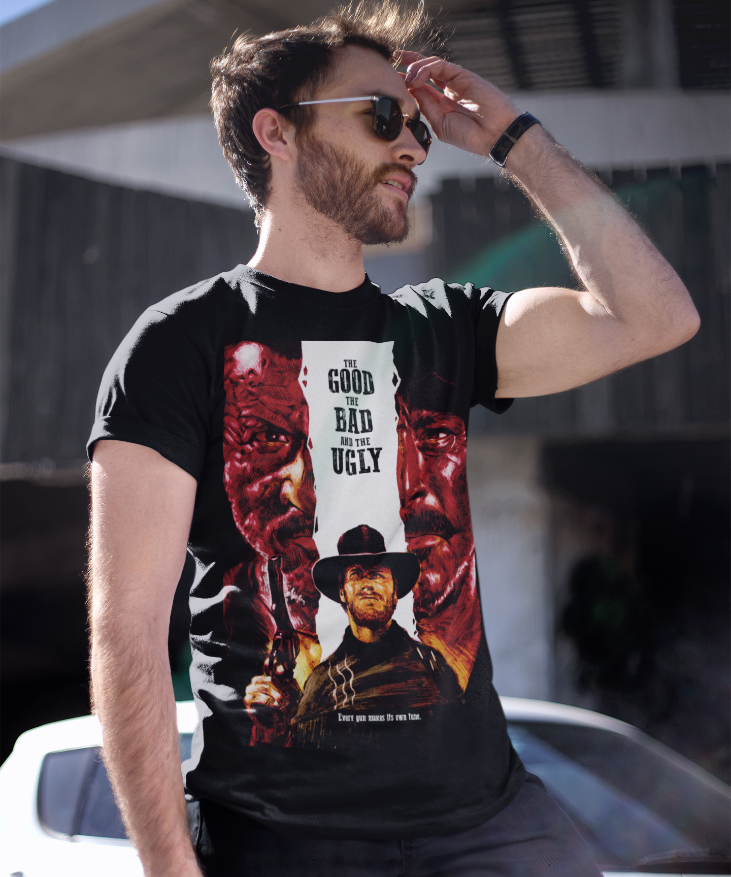 The Good The Bad and The Ugly Graphic T-Shirt | Clint Eastwood Retro Western Polyester Tee | RetroPunkDesign - Retro Punk Design 