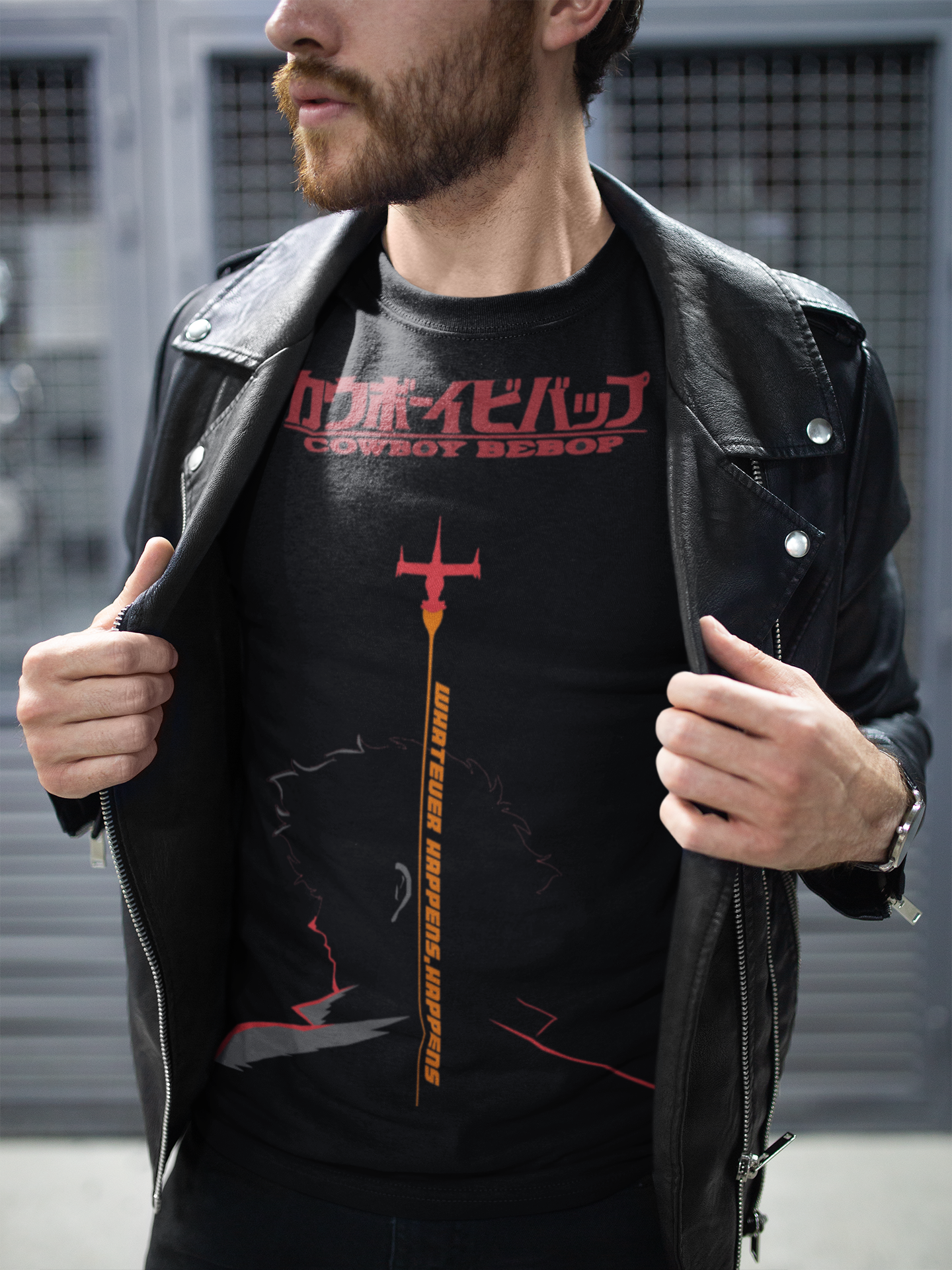 Cowboy Bebop Spike Spiegel Graphic T-Shirt | Retro Anime Sci-Fi Polyester Tee | RetroPunkDesign - Retro Punk Design 