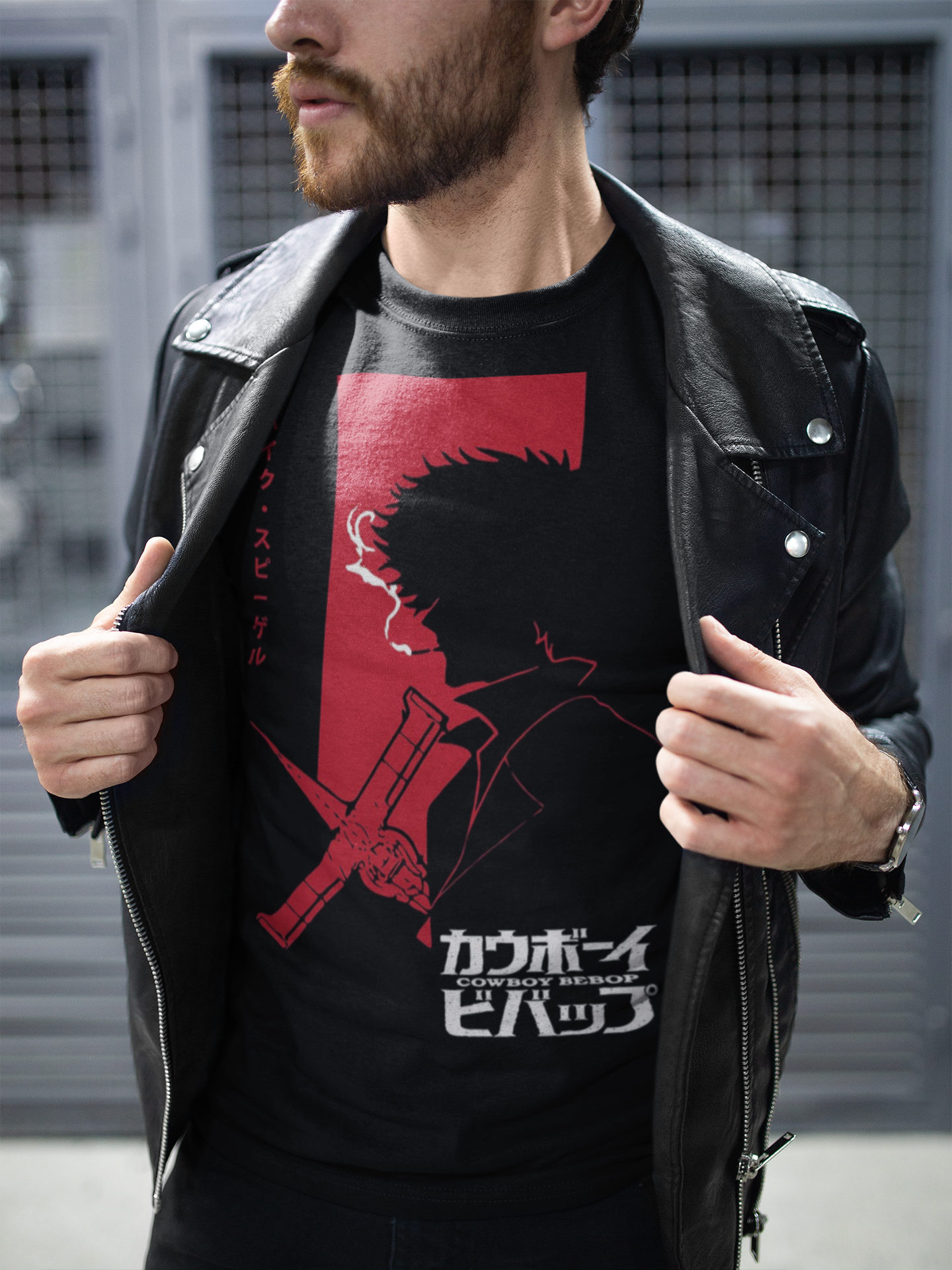 Cowboy Bebop Spike Spiegel Graphic T-Shirt | Retro Anime Sci-Fi Polyester Tee | RetroPunkDesign - Retro Punk Design 