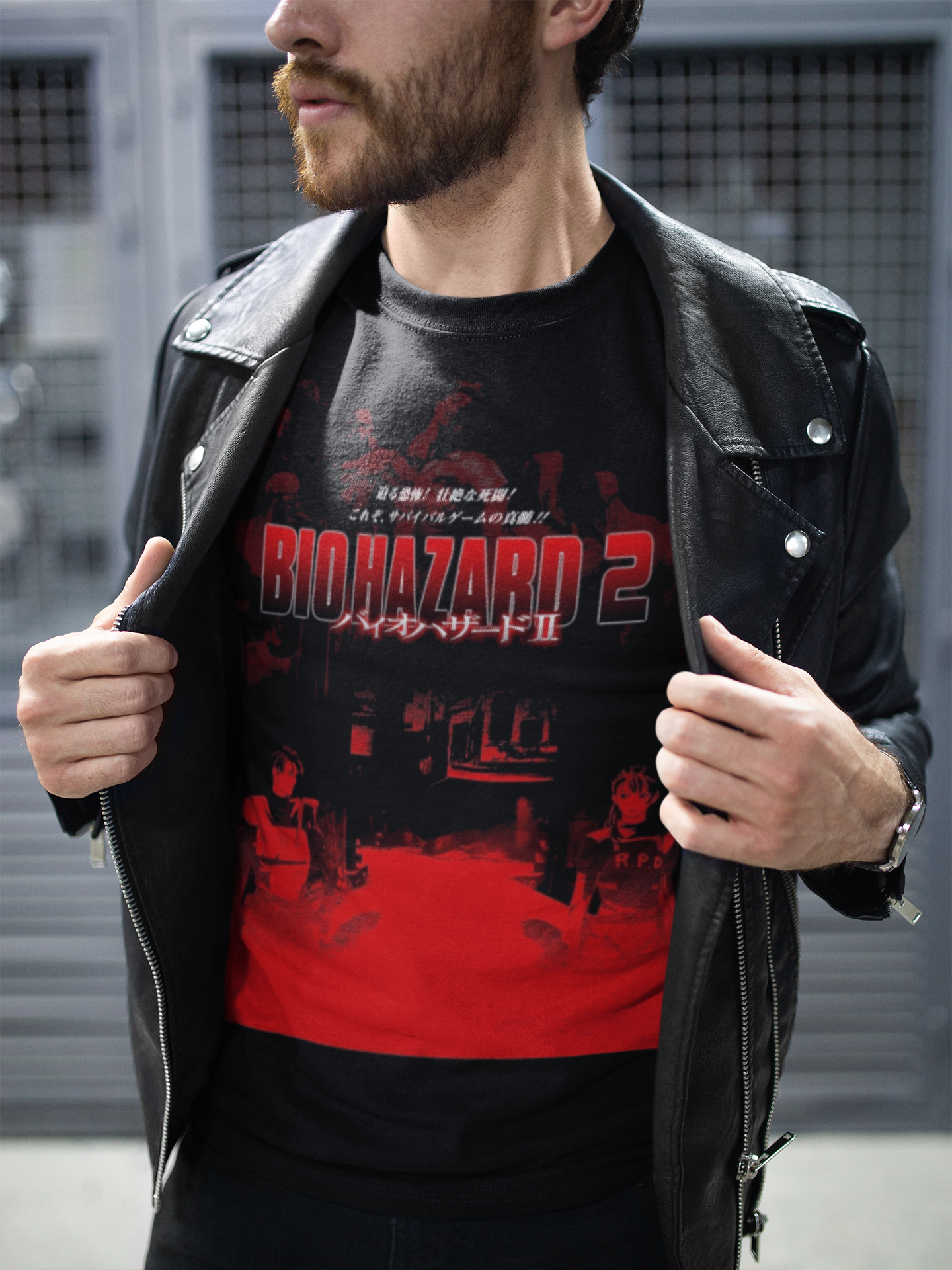 Biohazard 2 Graphic T-Shirt | Retro Resident Evil 2 Horror Game Tee | RetroPunkDesign - Retro Punk Design 