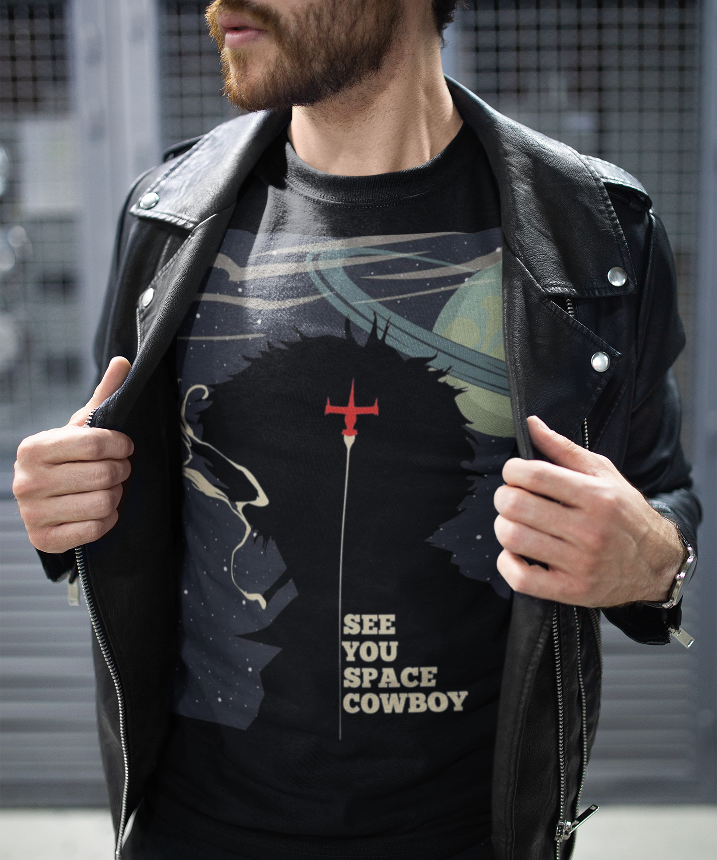 Cowboy Bebop Spike Spiegel Graphic T-Shirt | Retro Anime Tee | Space Bounty Hunter Apparel | RetroPunkDesign