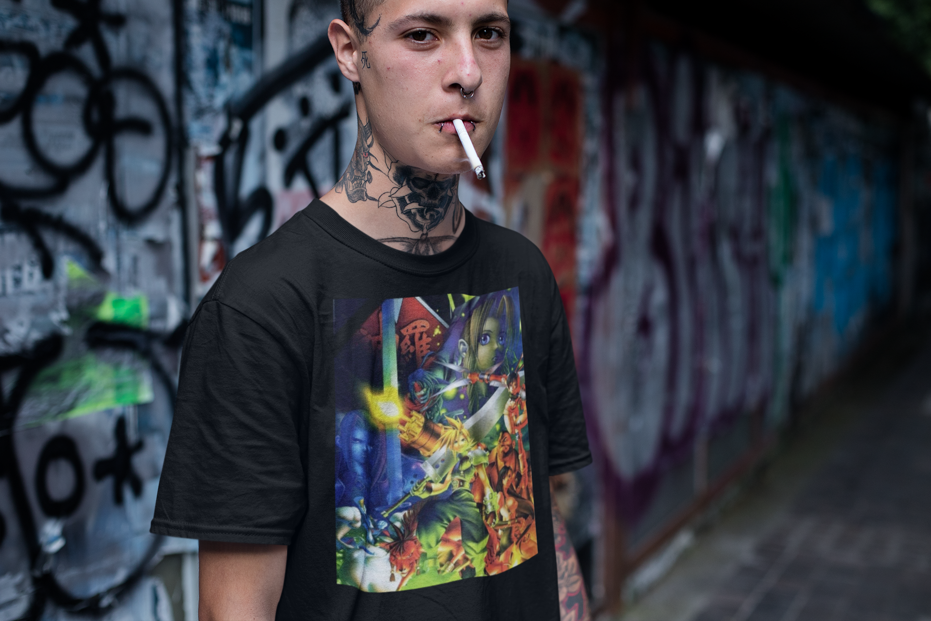 RetroPunkDesign Final Fantasy VII Graphic T-Shirt Retro JRPG Main Characters Gaming Tee - Retro Punk Design 